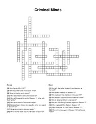 Criminal Minds Crossword Puzzle