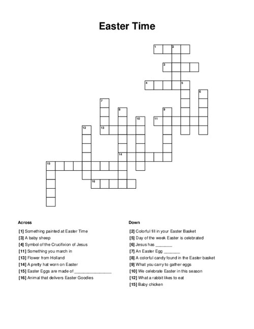 Easter Time Crossword Puzzle