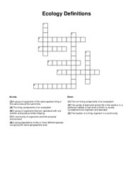Ecology Definitions Crossword Puzzle