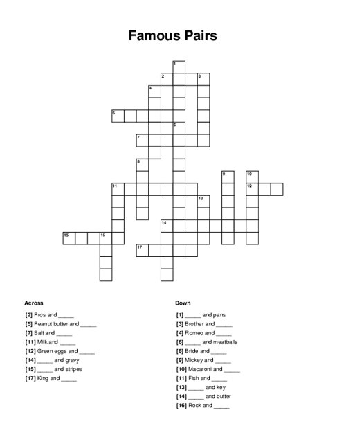 Famous Pairs Crossword Puzzle
