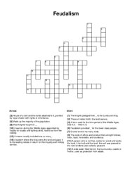 Feudalism Crossword Puzzle