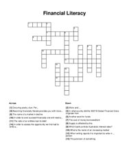 Financial Literacy Crossword Puzzle