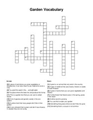 Garden Vocabulary Crossword Puzzle