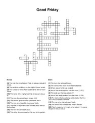 Good Friday Crossword Puzzle