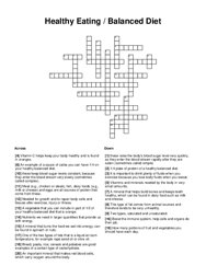 Healthy Eating / Balanced Diet Crossword Puzzle