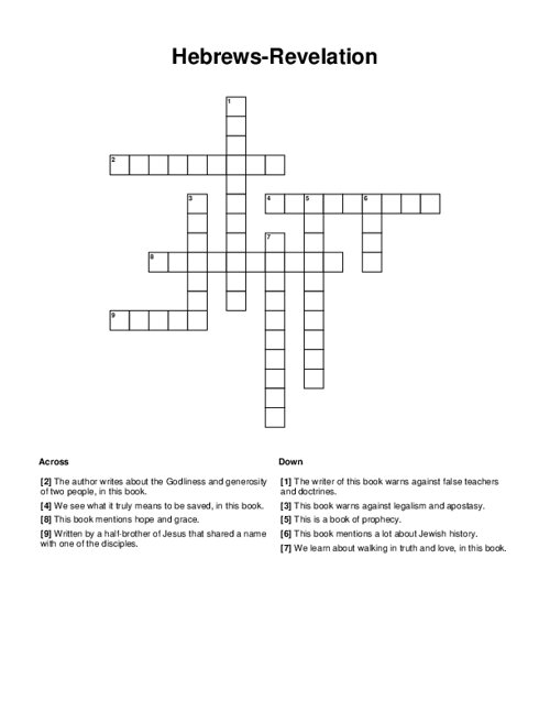Hebrews-Revelation Crossword Puzzle