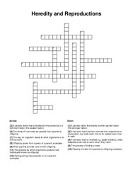 Heredity and Reproductions Crossword Puzzle
