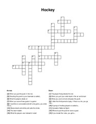 Hockey Crossword Puzzle