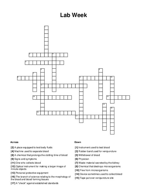 Lab Week Crossword Puzzle