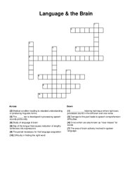 Language & the Brain Crossword Puzzle