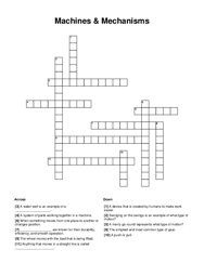 Machines & Mechanisms Crossword Puzzle