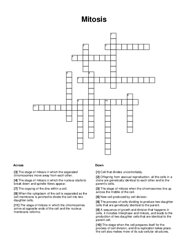 Mitosis Crossword Puzzle