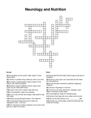 Neurology and Nutrition Crossword Puzzle