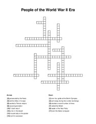 People of the World War II Era Crossword Puzzle