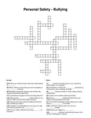 Personal Safety - Bullying Crossword Puzzle