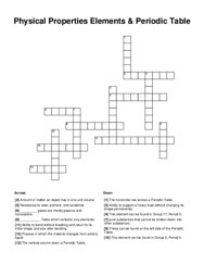 Physical Properties Elements & Periodic Table Crossword Puzzle