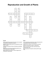 Reproduction and Growth of Plants Crossword Puzzle