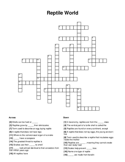 Reptile World Crossword Puzzle