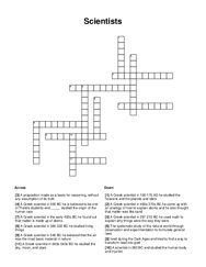 Scientists Crossword Puzzle