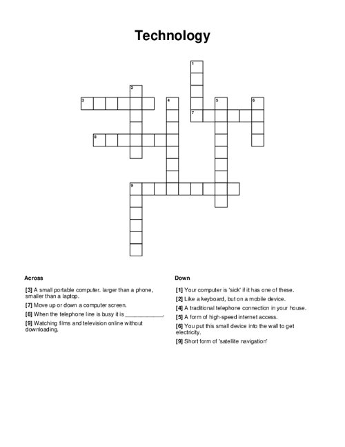 Technology Crossword Puzzle