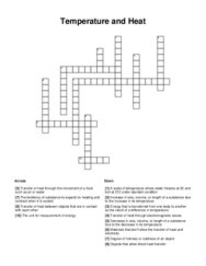Temperature and Heat Crossword Puzzle