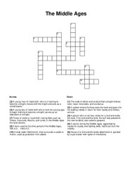 The Middle Ages Crossword Puzzle