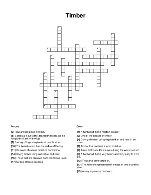 Timber Crossword Puzzle