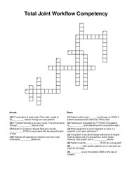 Total Joint Workflow Competency Crossword Puzzle