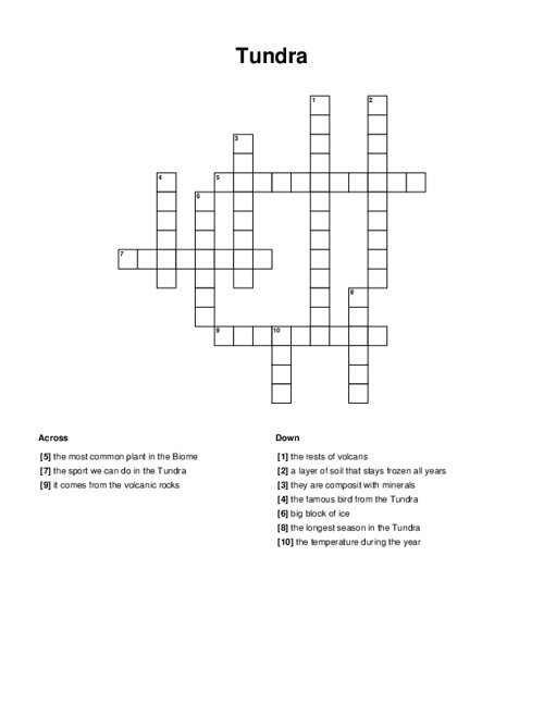 Tundra Crossword Puzzle