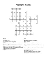 Womens Health Crossword Puzzle