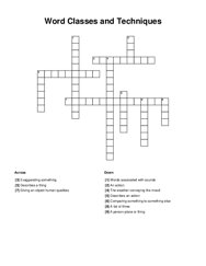 Word Classes and Techniques Word Scramble Puzzle