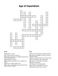 Age of Imperialism Crossword Puzzle