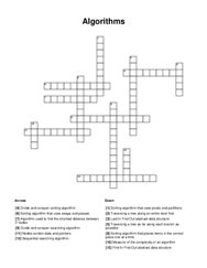 Algorithms Crossword Puzzle