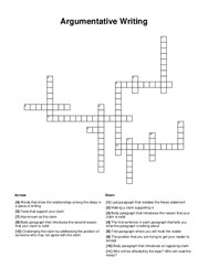 Argumentative Writing Crossword Puzzle