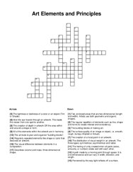 Art Elements and Principles Crossword Puzzle
