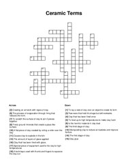 Ceramic Terms Crossword Puzzle