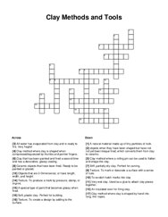 Clay Methods and Tools Crossword Puzzle
