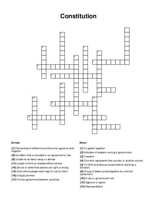 Constitution Crossword Puzzle