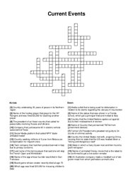 Current Events Crossword Puzzle
