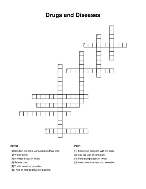Drugs and Diseases Crossword Puzzle