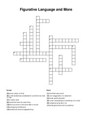 Figurative Language and More Crossword Puzzle