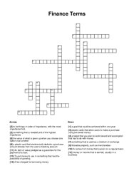 Finance Terms Word Scramble Puzzle