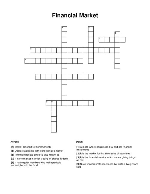 Financial Market Crossword Puzzle