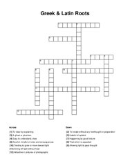 Greek & Latin Roots Crossword Puzzle