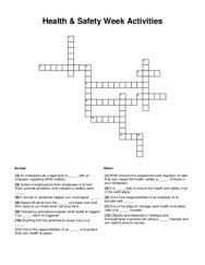 Health & Safety Week Activities Crossword Puzzle