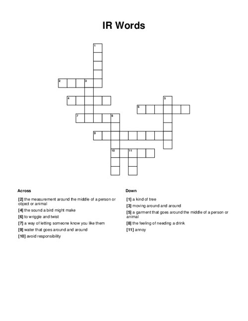 IR Words Crossword Puzzle