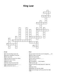 King Lear Crossword Puzzle