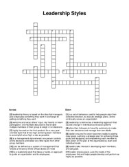 Leadership Styles Crossword Puzzle