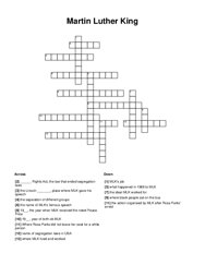 Martin Luther King Crossword Puzzle