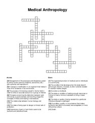 Medical Anthropology Crossword Puzzle